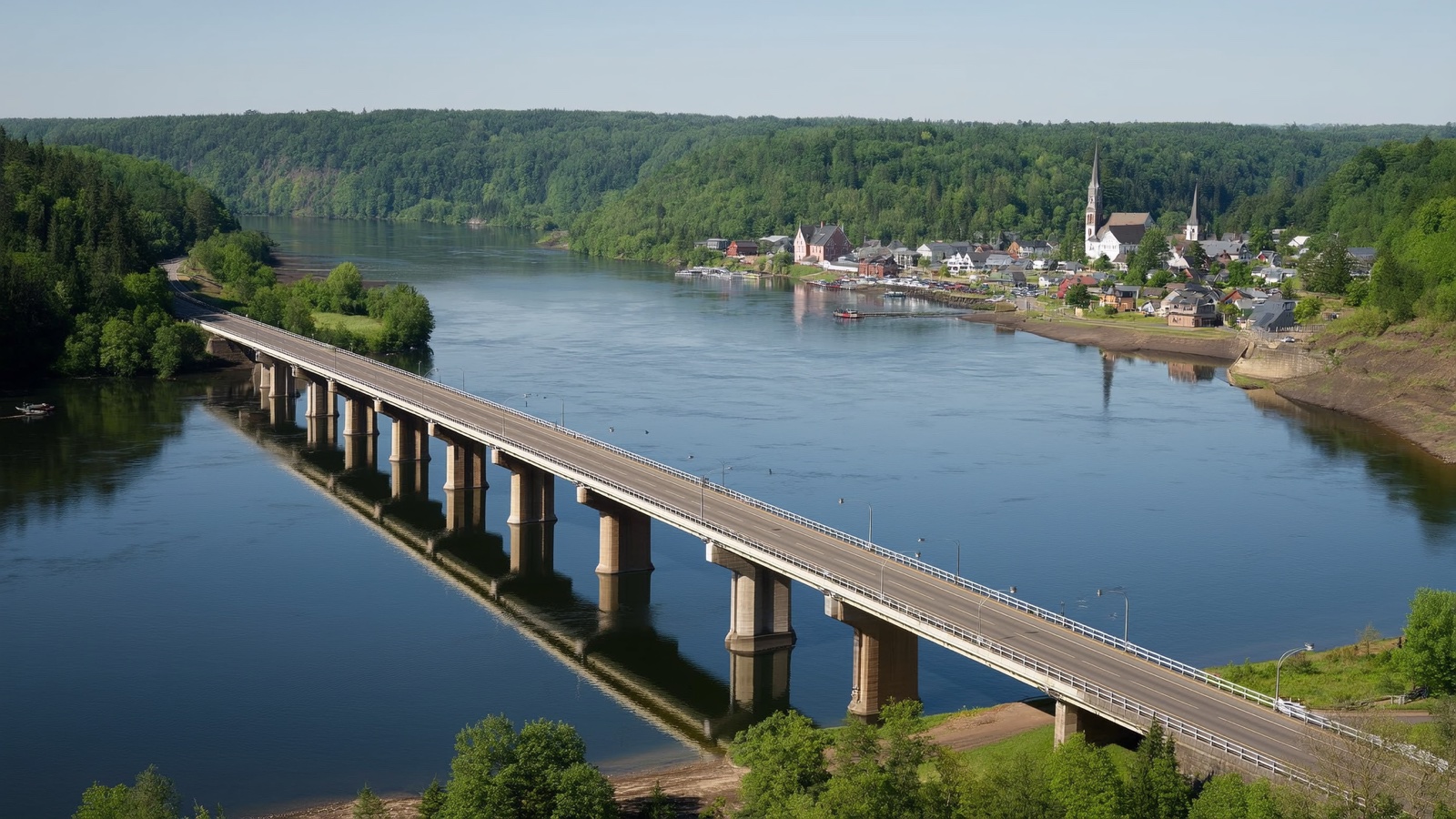 Highway bridge crossing the St. Croix River valley between Minnesota and Wisconsin